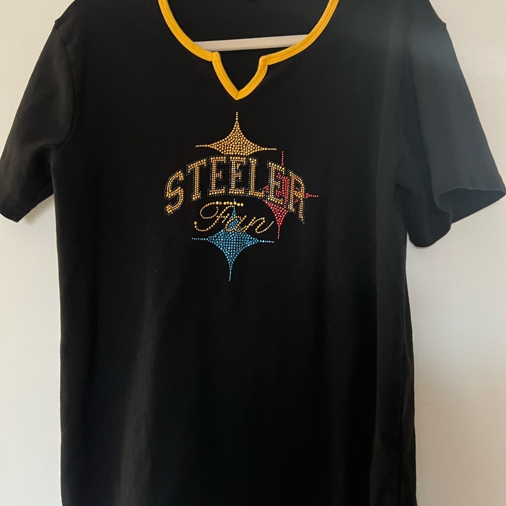 Pittsburgh Steelers Bling Tee T shirt Black and Yellow Size XXL